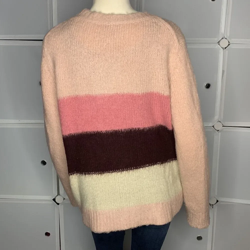 Vince Camuto Umbra Forest Pink Shadow Striped Sweater Size XL